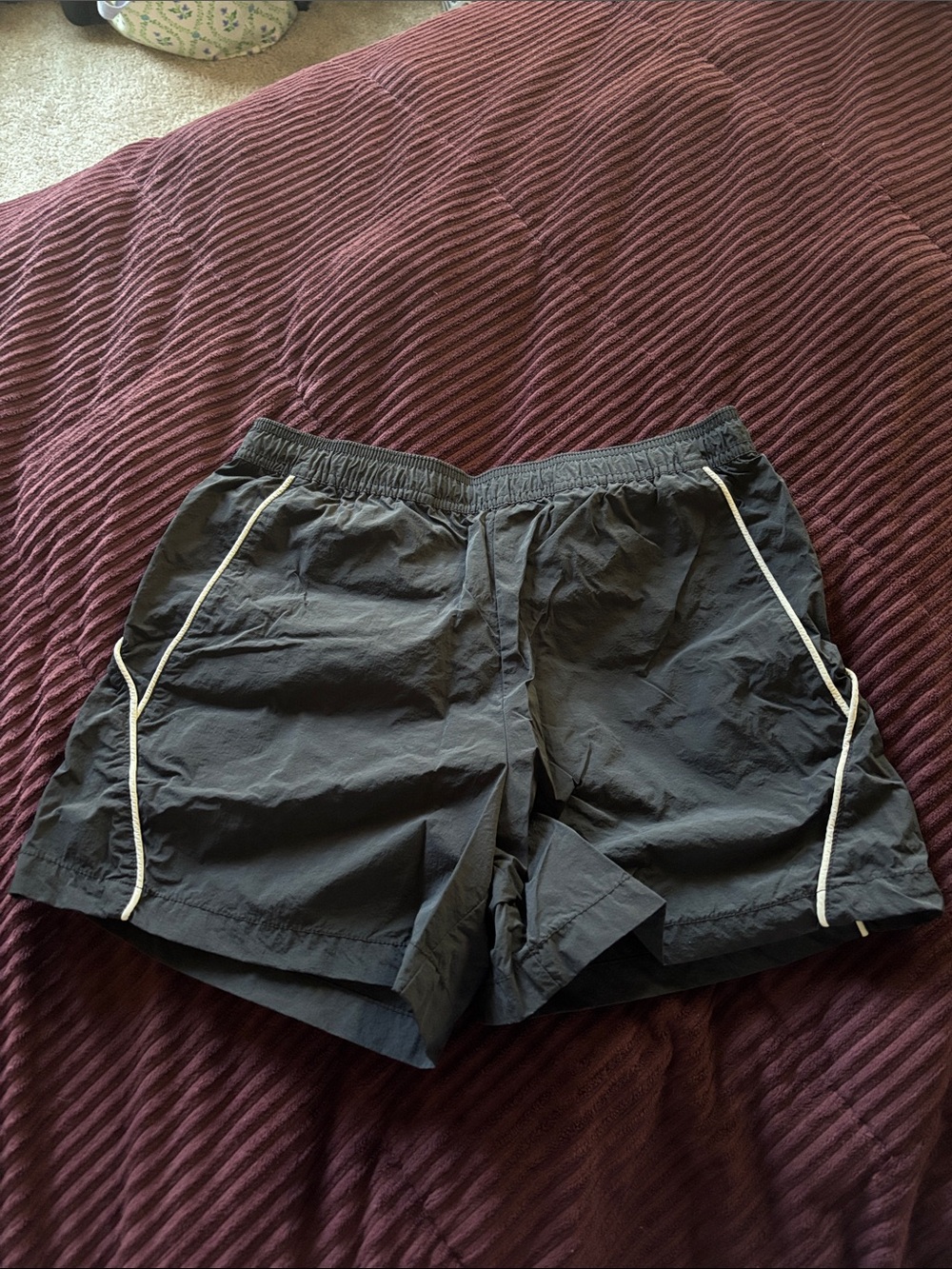 BDG Black Men's Athletic Shorts with White Piping